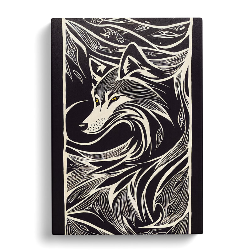 CAN-V0523-2924X Wolf Sgraffito - Wrapped Canvas Print, 60cm H x 40cm W
