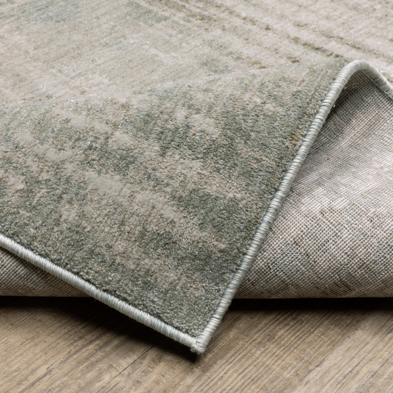 Michels Distressed Abstract Beige/ Blue Area Rug, Runner 2'3" x 7'7"