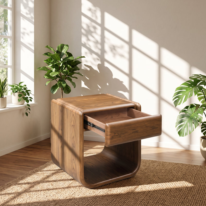 Table de bout à 1 tiroir en noyer foncé l 20 po x P 16 po x H 22 po Lanza