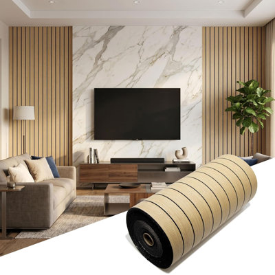 Rouleau de lambris flexible 118 po L x 47 po en grain de bois PET pour décoration murale intérieure