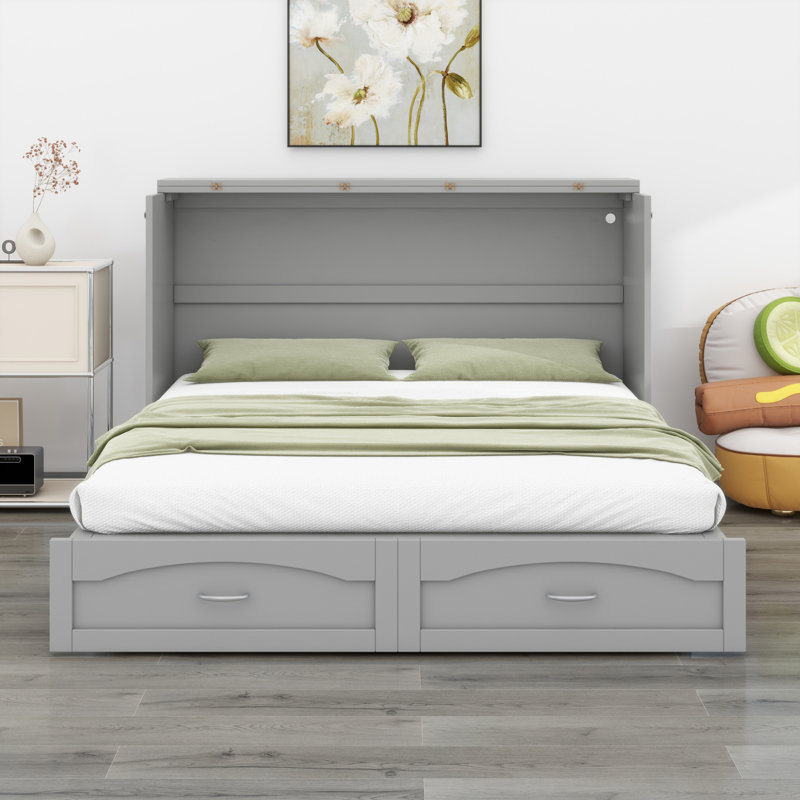 Dyemond Murphy Storage Bed, Gray, Full/Double