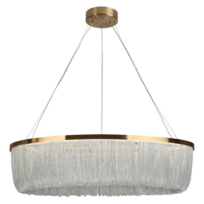 Lustre 1 lumière DEL en cuivre doré Achai avec abat-jour en argent pour îlot de cuisine de salle à manger