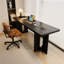 Bureau rectangulaire en bois massif noir-609311482