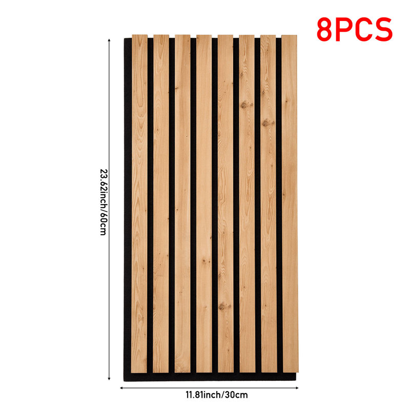 8-Pack Acoustic Wood Slat Wall Panels for Interior Decor