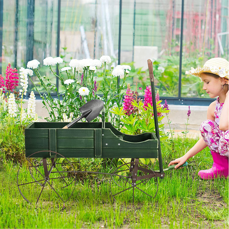 Mischa Wheelbarrow Planter, Green