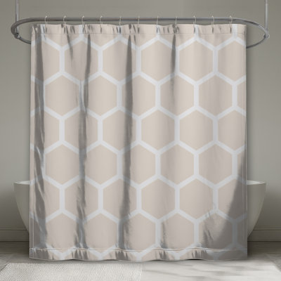 Beige Hexagon Pattern Shower Curtains Extra Long