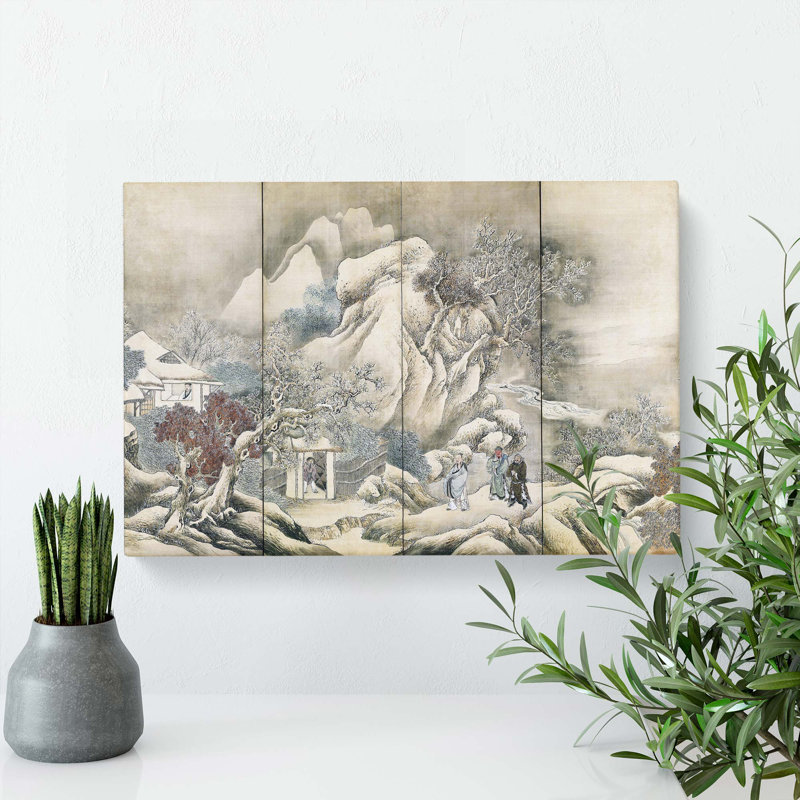 Liu Bei Visiting Zhuge Liang by Yosa Buson - Wrapped Canvas Print, 40cm H x 60cm W x 3cm D