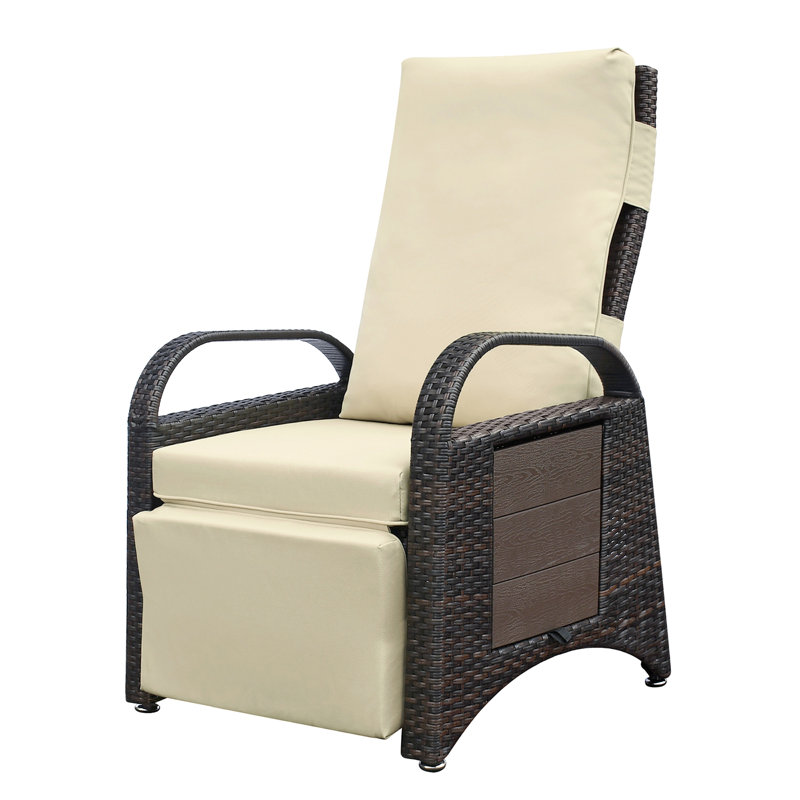Fauteuil inclinable ergonomique d'extérieur avec coussin moelleux et mécanisme réglable de jardin moderne