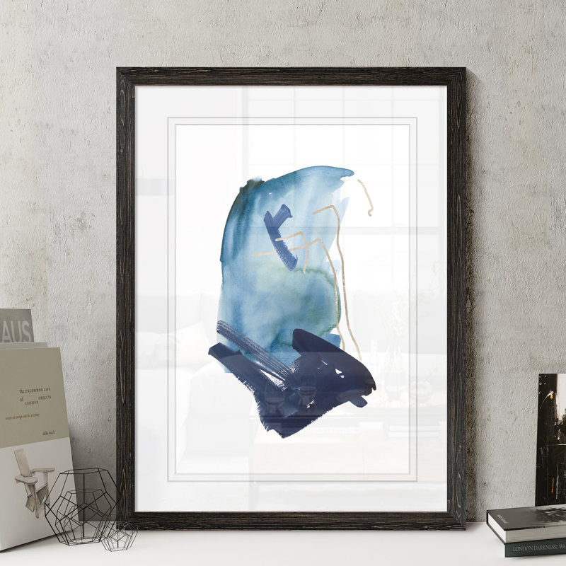 «Indigo Collide IV» par Paul Cezanne - reproduction d'art encadrée, H 22 po x l 16 po x P 2 po, Impression encadrée, ébène
