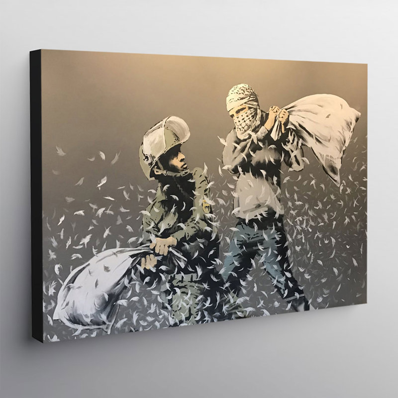 Banksy Pillow Fight Walled Off Hotel - Wrapped Canvas Print, 20.5cm H x 31cm W x 4cm D