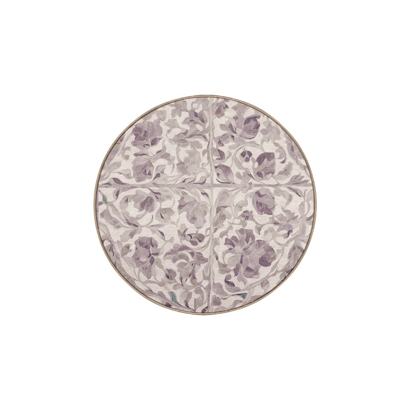 Tapis beige soyeux et moelleux, Rond 4 pi