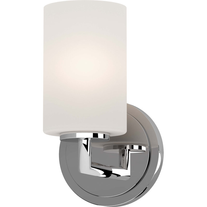 Applique murale d'intérieur 1 lumière Sharyn avec abat-jour cylindrique en verre givré blanc