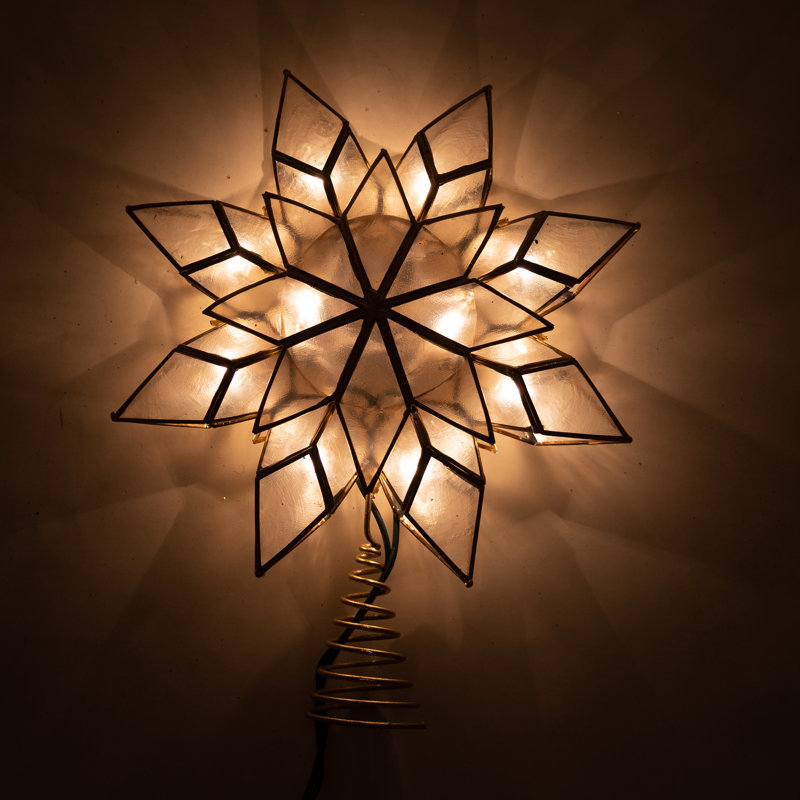 Metal Astrology & Stars Lighted Tree Topper, 9.5" H x 8" W x 3" D, Gold
