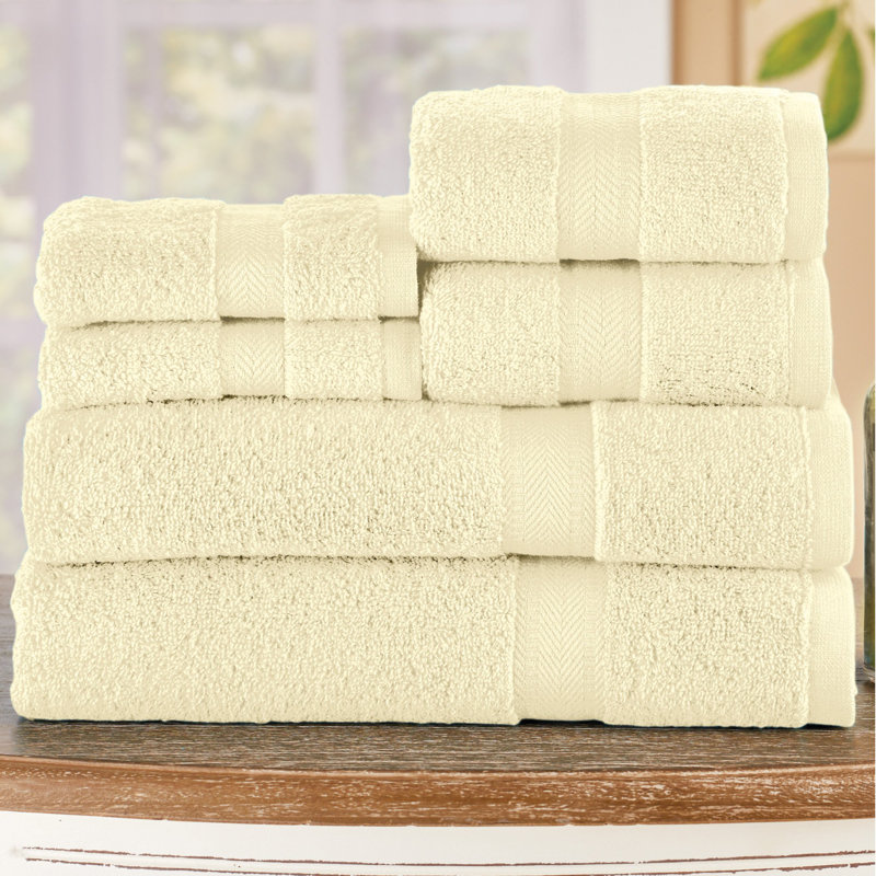 Ensemble de serviettes 6 pièces 100% coton Brooke-Louise, Crème