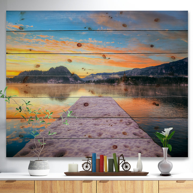 Bled et son lac - Imprimé, H 15 po x l 20 po x P 1 po, Bois