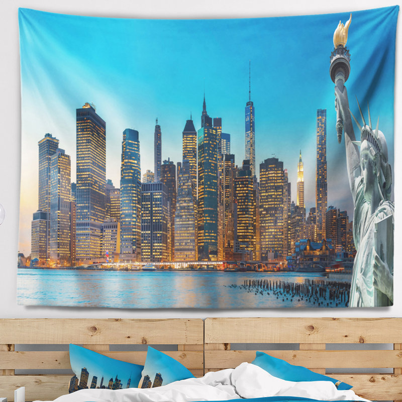 Tapisserie panorama en polyester de new york city avec accessoires suspendus inclus, H 50 po x l 60 po