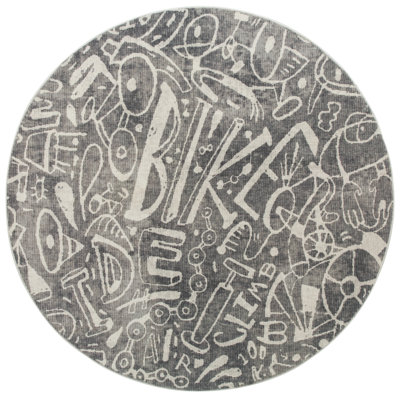 Tapis gris en polyester tissé à la machine Sportsglyphs