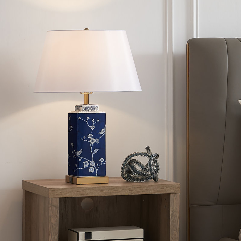 Keshon 23.5" Ceramic Dimmable Table Lamp Set With USB Ports & Type C