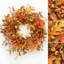 Couronne artificielle d'automne avec baies de citrouille et feuilles de chêne pour la porte d'entrée