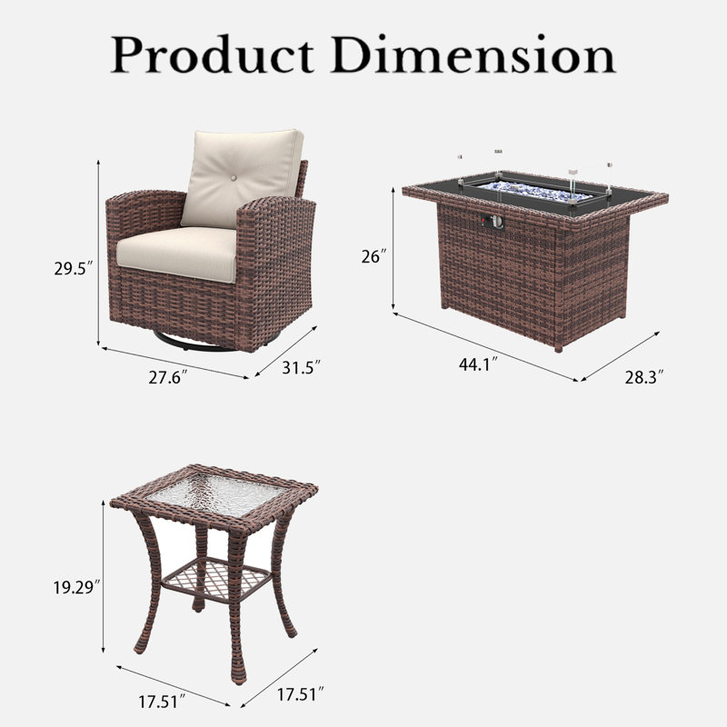 Ensemble de meubles de patio 7 pièces avec chaises pivotantes Lark Manor ™, Beige