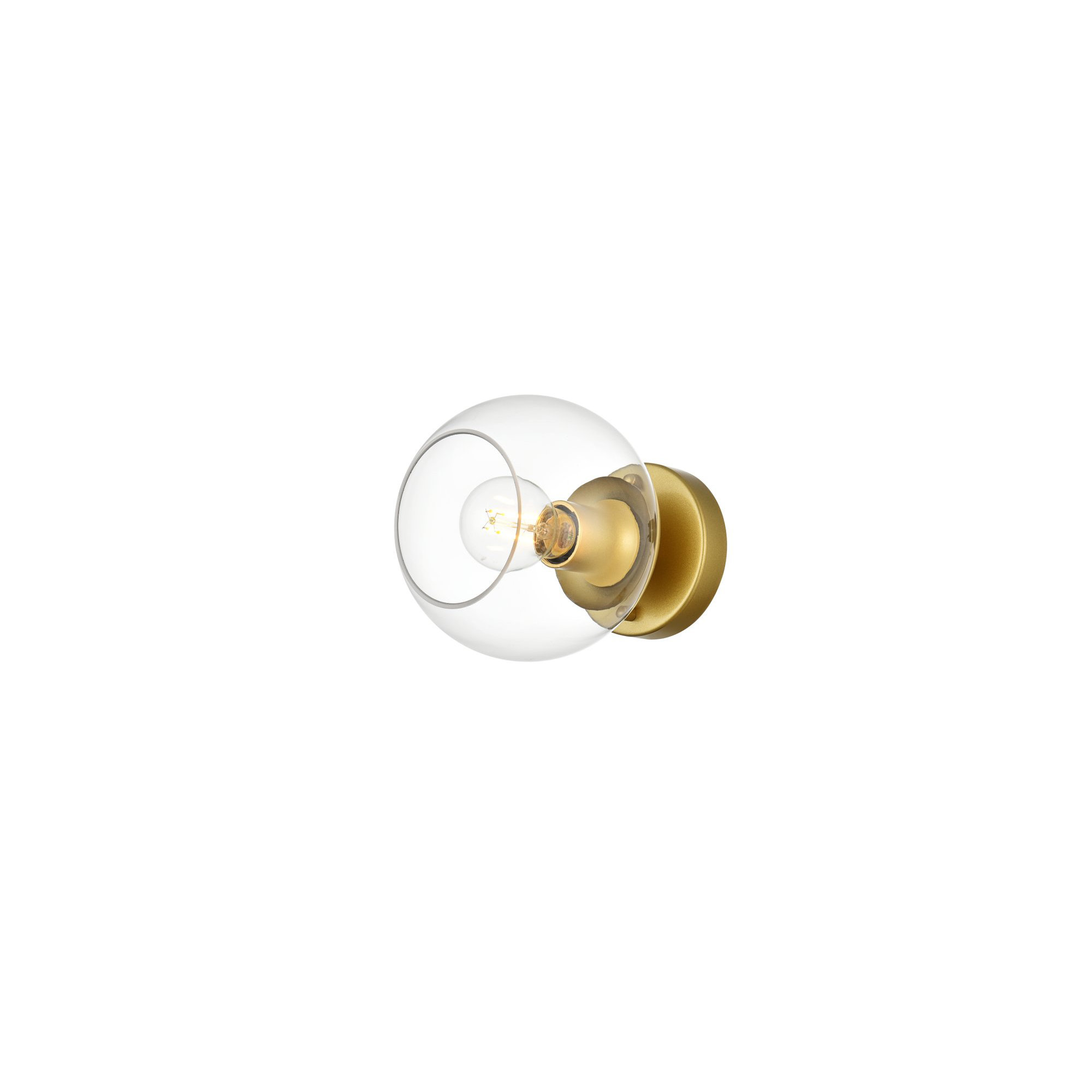 Nathalie 2 Light Glass Dimmable Armed Sconce, 7" H x 7" W x 7" D, 1 Light, Brass