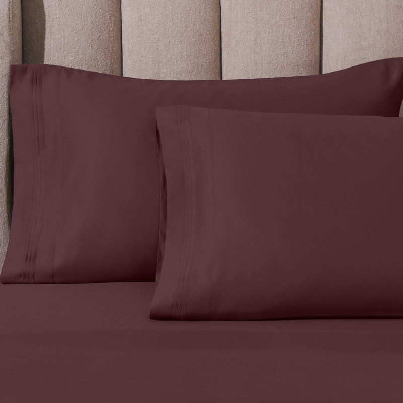 Simba Egyptian Cotton Deep Pocket Solid Luxury 1000 Thread Count Sheet Set, Plum, Queen Sheet Set with 2 Pillowcases