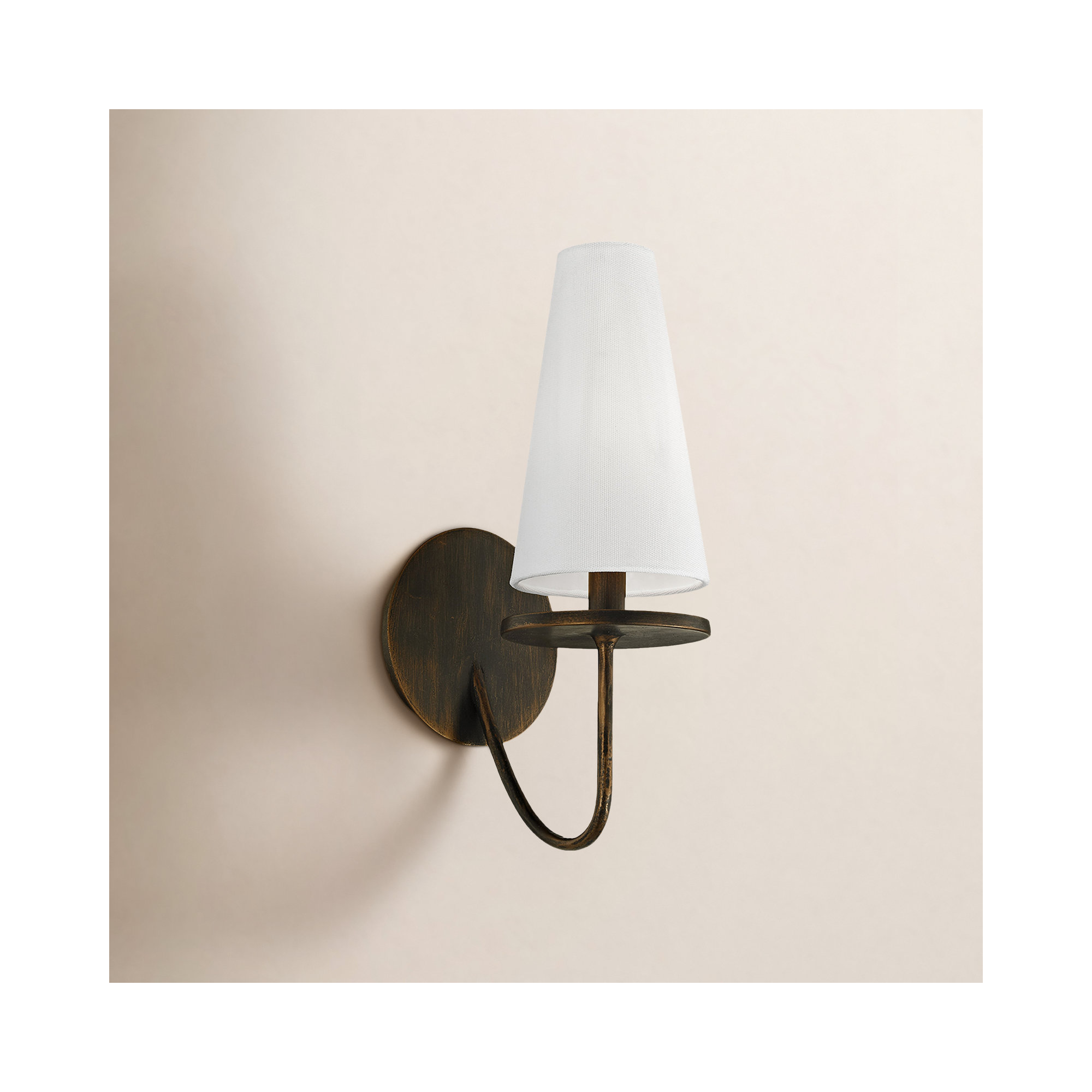 Walling Single Light Dimmable Armed Sconce, Textured Bronze