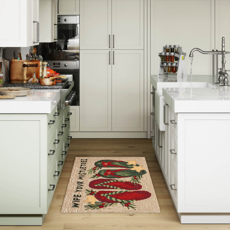 Tapis de cuisine Judilynn Frontporch Mistletoes, Rectangle 2 pi x 3 pi