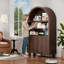 Armoire de rangement arquée avec portes coulissantes cachées, armoire d'appoint moderne avec panneau surélevé