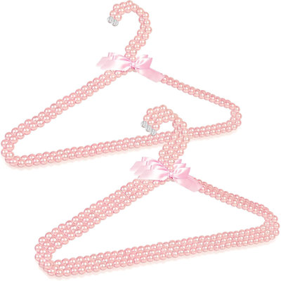 Cintres en perle rose 5 pièces avec bordure en ruban pour robes de mariée et de fiançailles