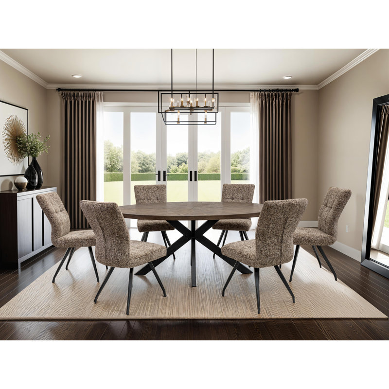 Oak Oval Metal Base Dining Table