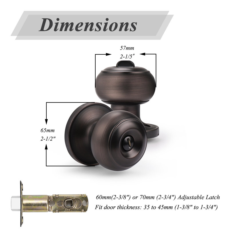 Door Knobs with Round Rosette, Keyless Lock, Oil Rubbed Bronze, Privacy (Bed & Bath)