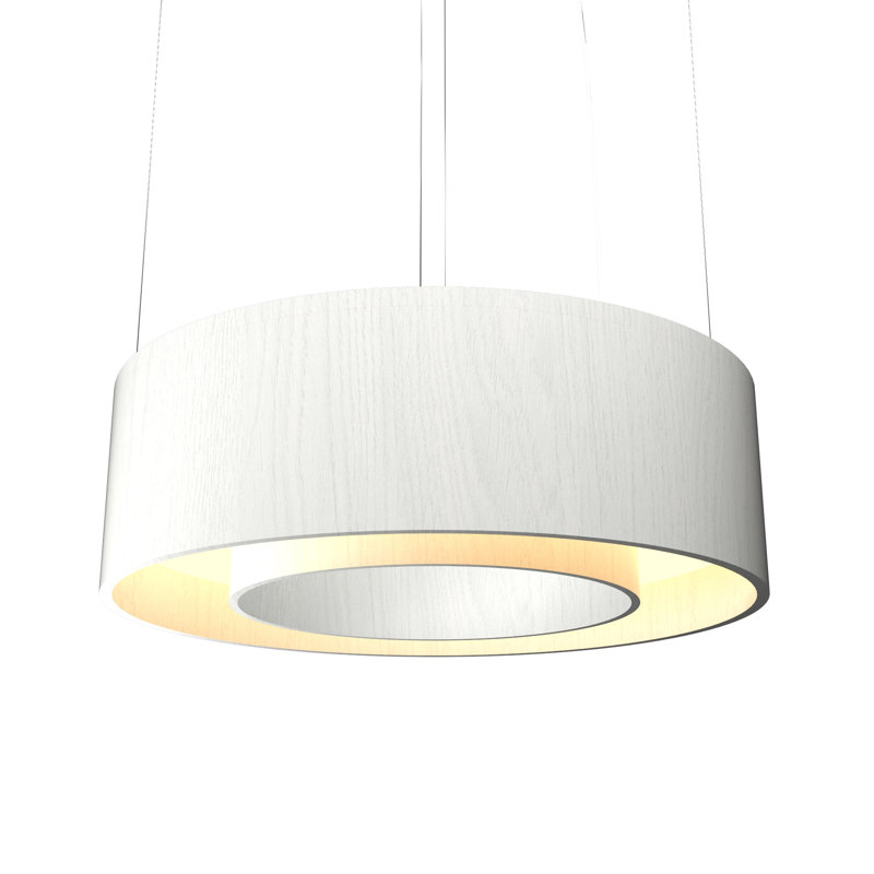 Cilíndrico 1 - Light LED Chandelier, 9.84" H x 23.62" W x 23.62" D, Organic White