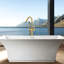 Robinet de baignoire autoportant doré avec douche à main - Finition métallique, attrait de salle de bain chic et robuste, Allure