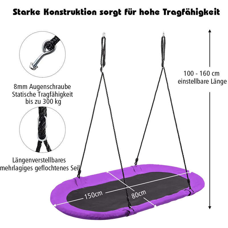 Zoomie Kids Tully Plastic Web / Saucer Swing Swing Seat with Mounting Hangers, Purple