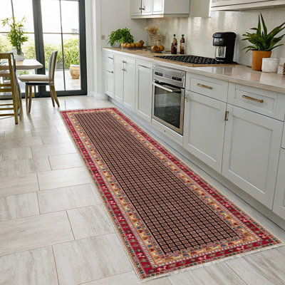 Tapis miniature en chenille de coton rouge pastel Lacasa