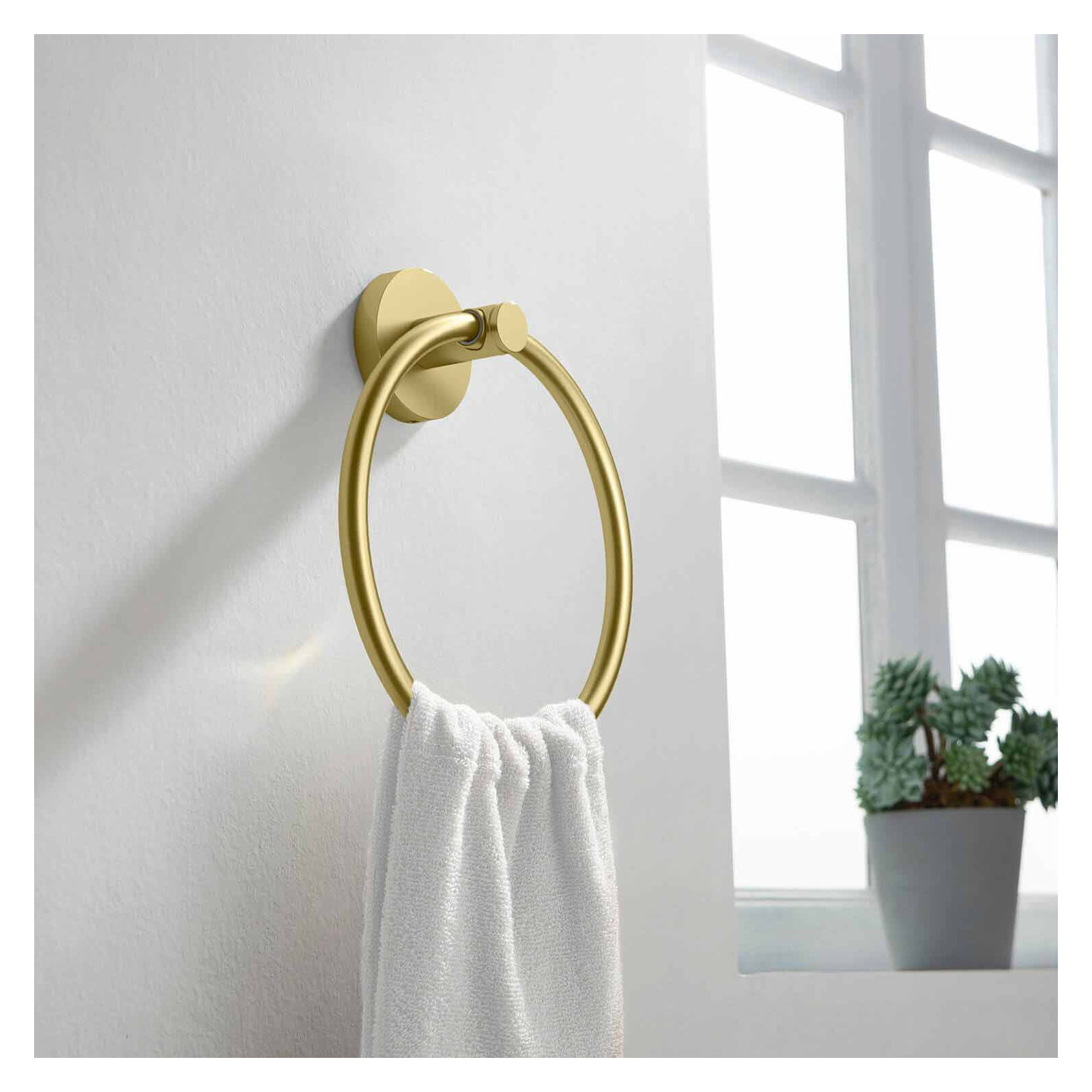 Circular Bathroom Towel Ring, Brushed Gold