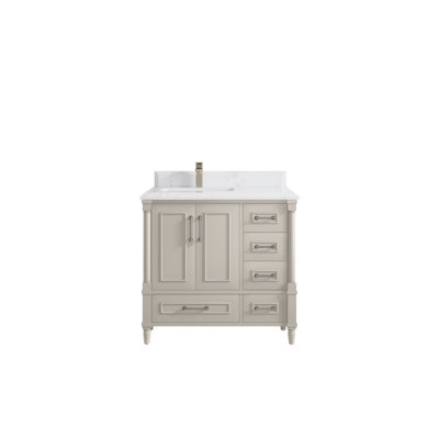 Meuble-lavabo simple 36 po avec comptoir en quartz Aberdeen