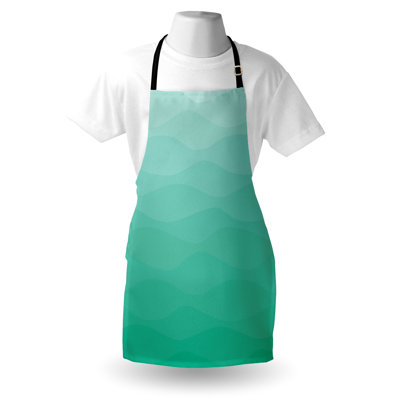 East Urban Home Ombre Apron Unisex Tender Color Change Waves Art Adult Size Sea Green Seafoam