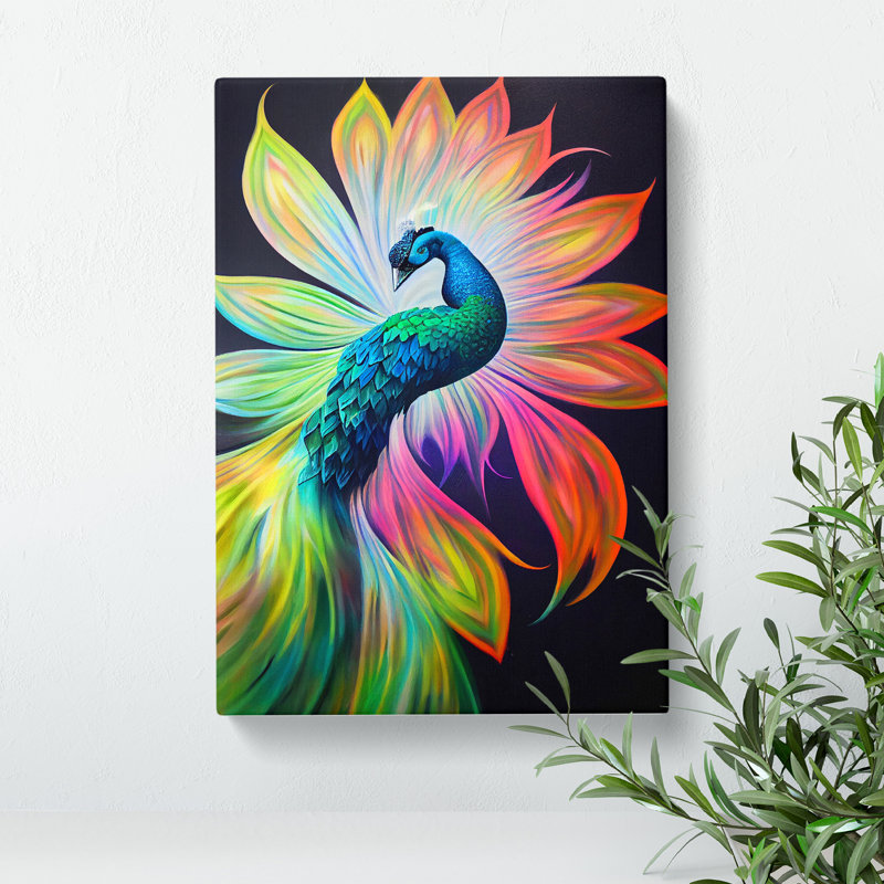 Bold Peacock Art No.1 - Wrapped Canvas, 60cm H x 40cm W x 3cm D