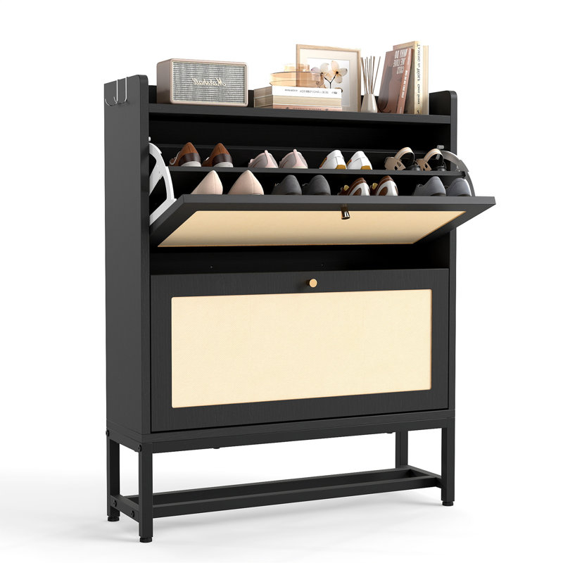 Armoire de rangement pour chaussures Slim, Noir