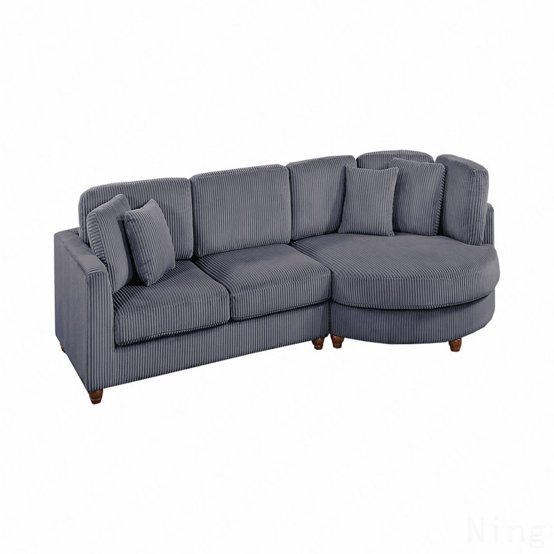 Ensemble de canapé modulaire contemporain 2 pièces en tissu velours côtelé gris foncé Laf
