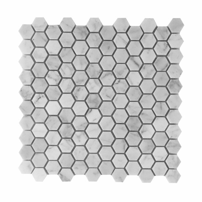 Porpora Carrara Marble Mosaic Backsplash Tile Hexagon - Wayfair Canada