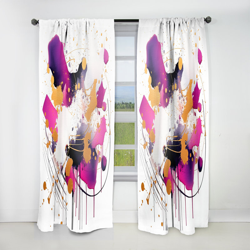 Purple Gold Whispered Abstractions I - Modern Curtain - Velvet Room Darkening - 1 panel, 52" W x 63" L