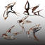Décoration murale 5 pièces oiseaux en métal