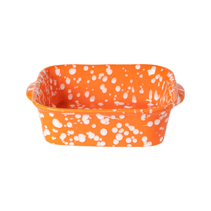 Rafaela Square Baker, Tangerine/White, 10.5" x 9.38"