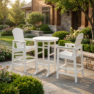 Ensemble de bar extérieur 3 pièces en PEHD avec 2 chaises Adirondack