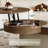 51.97" Modern Lift-Top Coffee Table, with Storage, White Glossy Stone Table top,Solid Wood Texture