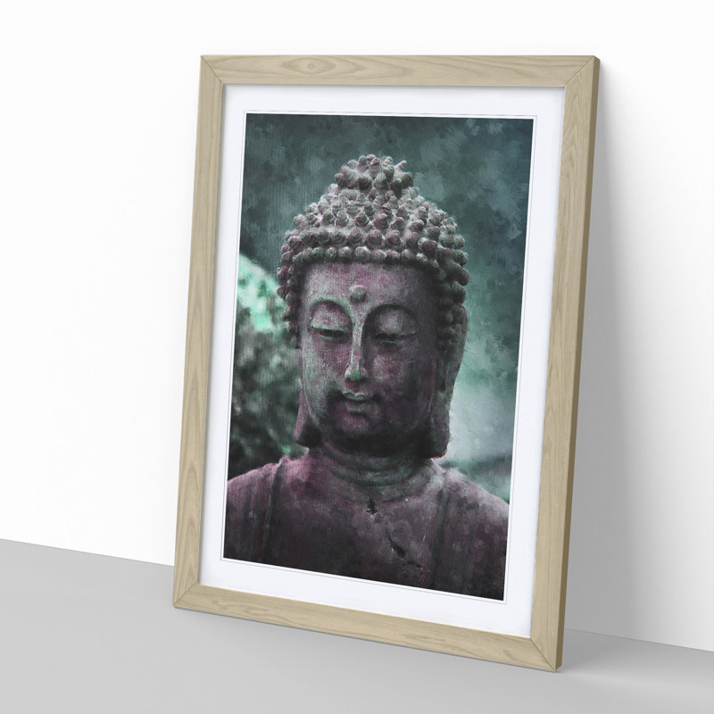 Buddha Statue Vol.1 - Picture Frame Painting, 65cm H x 48cm W x 2cm D, Oak