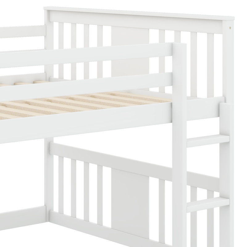 Bunk Bed Featuring A Sturdy Ladder Design, White, Full Over Full